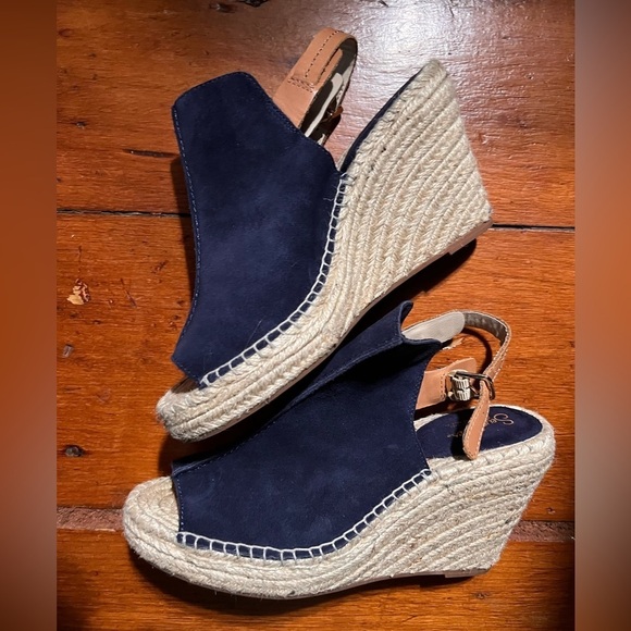 Seychelles 8 women’s wedge high heels blue suede leather buckle - Picture 4 of 12